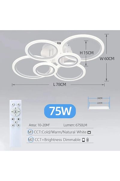 IRALAN Ring 6 Head Modern Led Ceiling Pendant Lamp With Remote Control Dimming Ceiling Lamp Decorati