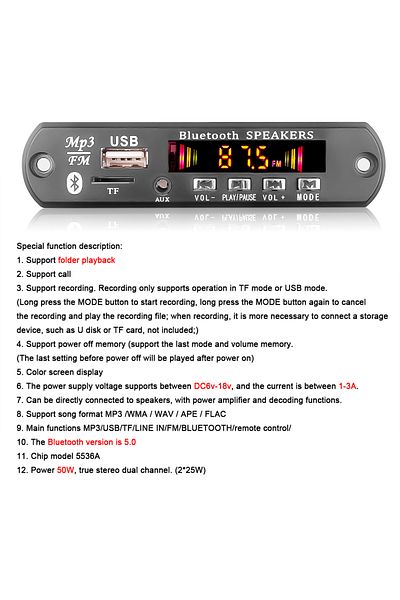Choice 6v-18v 50w 50w Amplifier Mp3 Decoder Board Dc 12v 18v Bluetooth 5.0 Mp3 Player Car Fm Radio Module M