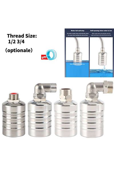 APWIKOGER 1/2" Upper Water Inlet Stainless Steel Floating Ball Valve Automatic Water Level Control Valve 1/2 3