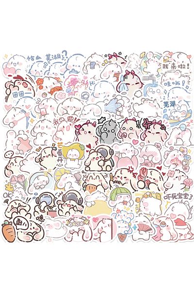 Choice 90pcs 90pcs Mini Lop Ear Rabbit Pink Kawaii Bunny Cute Sticker Art Decoration Guitar Car Refrigerato