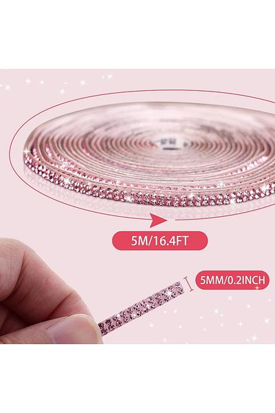 Choice Pink Pink Bling Car Trim Self-adhesive 16.4ft Rhinestone Car Interior Accessories For Women Car Crys