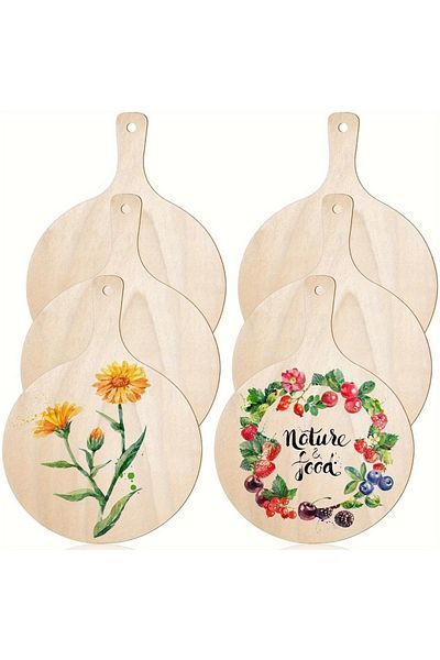 Choice 6pcs 6pcs Wooden Cutting Board Craft With Handle Wooden Chopping Board Unfinished Round Charcuterie