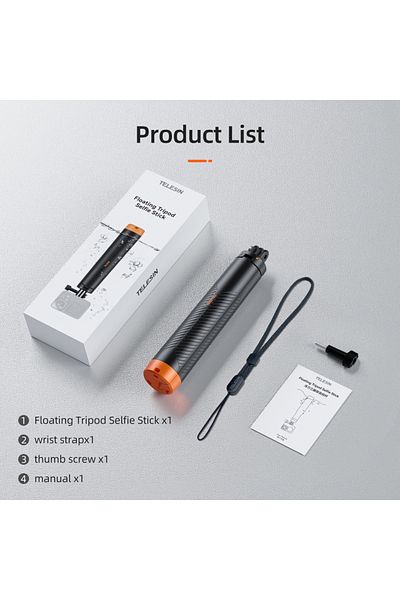 TELESIN Buoyancy Bar Tripod Underwater Buoyancy Bar Diving Extendable Selfie Stick Tripod For Gopro