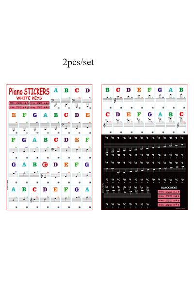 Choice 2pcs 2 Sets Of Piano Keyboard Stickers, 88/61/54/49 Keys With Removable Colored Note Labels, Beginne