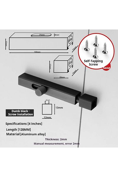 Choice Black 4 Inch Hardware Door Lock Aluminum Alloy Barrel Bolt Latch Padlock Clasp Set Brushed For Locki