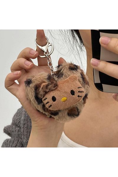 Choice Cartoon Sanrio Hello Kitty Fashion Bag Retro Leopard Doll Pendant Kawaii Anime Toy Keychains Acce...