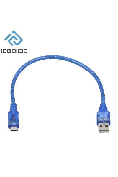 Choice كابل USB من النوع C بطول 30 سم لهاتف Uno R3/nano/mega/leonardo/pro Micro/due Blue عالي الجودة من النوع A USB/mini/