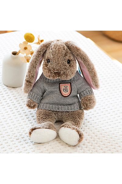 Choice about 45cm gray clo brown bunny Cute Big Ear Bunny Plush Doll Cartoon Stuffed Animals Rabbit Wear Sw