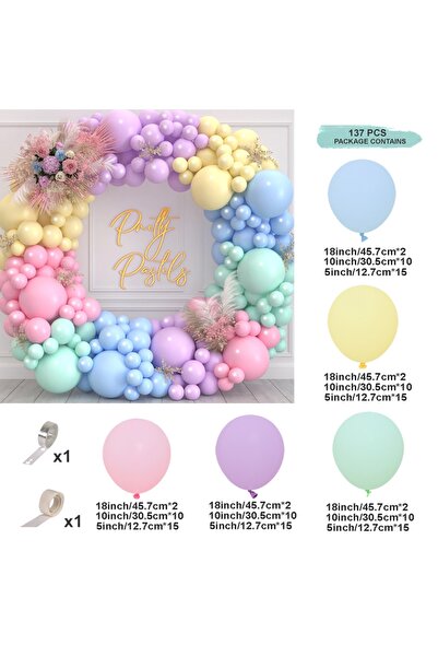 Choice طقم قوس جارلاند بالونات الماكارون الباستيل، نمط 1، كما في الصورة، مجمو...