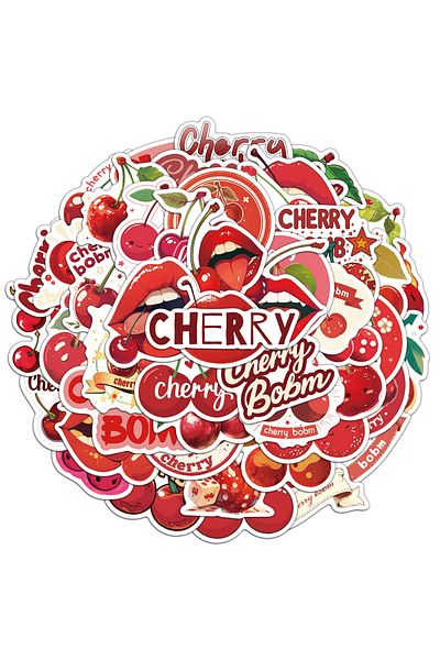 Choice 50pcs 50pcs Fruit Cherry Sticker Red Cute Handheld Material Phone Case Laptop Luggage Waterproof Sti