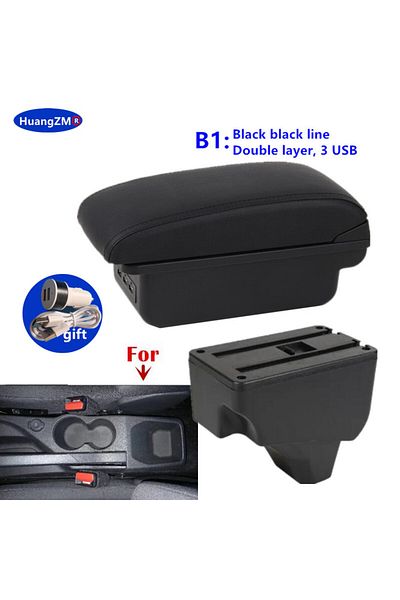Choice B1 Black Line 3usb For Peugeot 2008 Armrest Box For Peugeot 208 2019-2024 Car Armrest Storage Box De