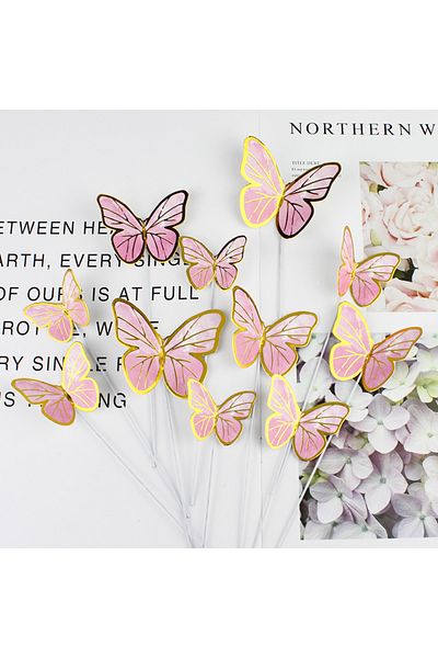 Choice 10pcs Three-dimensional Wire Colorful Hot Gold Butterfly Goddess Birthday Cake Dessert Table Wedd...