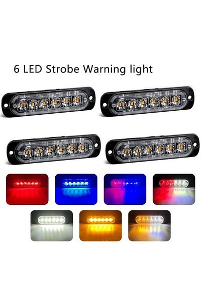 Choice أضواء ستروب LED صفراء وامضة لشبكة مصابيح الطوارئ للسيارات 6 مصابيح تحذير LED أضواء الشرطة