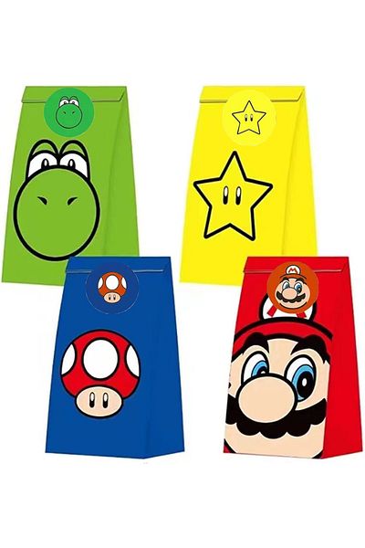 Choice 24pcs 24x13x8cm Mario Gift Bags Super Mario Birthday Party Gift Bags Candy Bags Goody Bags Mario Bir