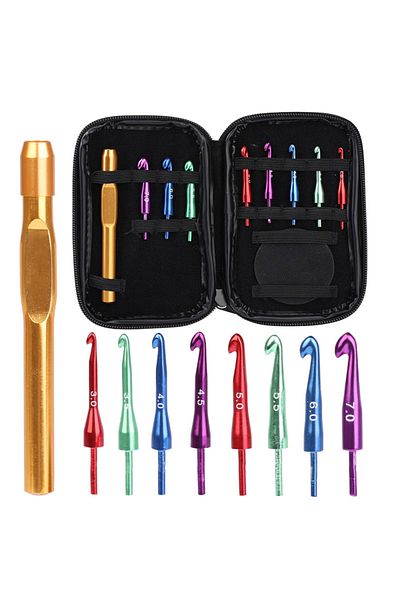 Choice Imzay Adjustable Head Crochet Hooks Set Knitting Needles Tools Kit Steel Handle With 8 Pcs Replac...