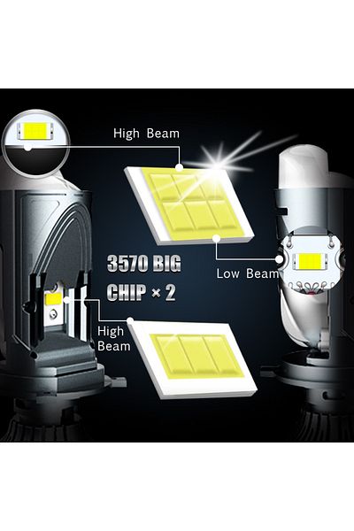 Choice مصباح أمامي LED عالي الطاقة H4/9003/hb2 Hi/lo قطعتان، عدسة صغيرة مزدوجة، مصباح أمامي LED عالي الطاقة H4، مصباح أمامي عالي/منخفض