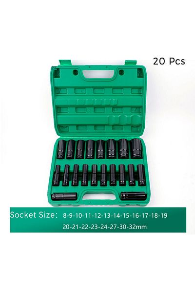 Binoax 20pcs 1/2" Drive Socket Set 10 Pcs Metric Deep Socket Set 6 Point Hex Design Impact Socket Set With