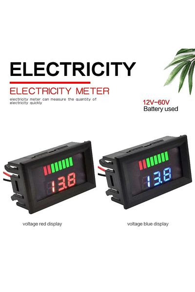 Choice 12v-60v Blue 0.56'' Red Blue Lcd Digital Voltmeter 12v 24v 60v 72v Battery Capacity Indicator Lead