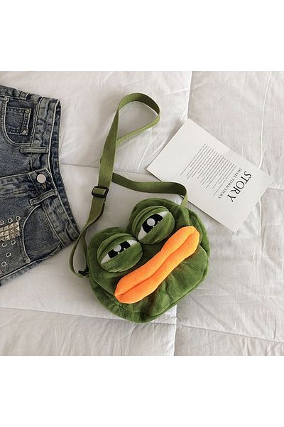 Choice Agly Frog Sad Frog Pepe Backpack Funny Cute Shoulder Bag Plush Contrast Color Big Eyes Frog Big Mout