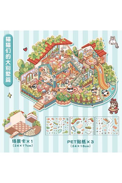 Choice 01 Plus Size Forest Party 3d Cabin Scene Diy Sticker Landscape Sticker Stacking Pasting Festival Bir
