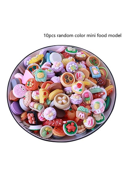 ZTOYL 10pcs Random 10x Mini Simulation Cake Bread Biscuits Mini Food Dollhouse Kitchen Decoration Accessor