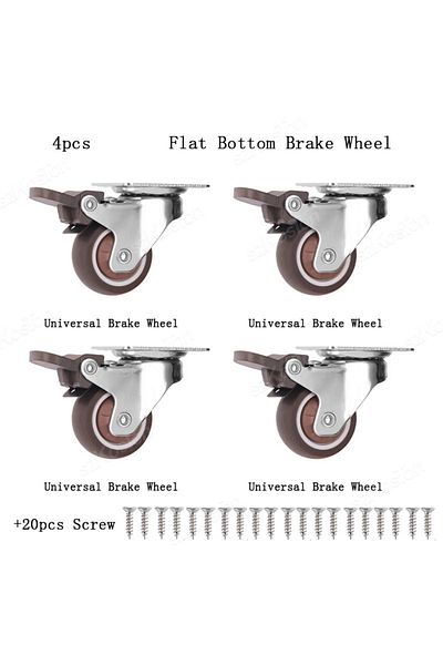 Choice 1.0 Inch 4pcs Brake 1-2 inch Casters Set of 4 Rubber Small Caster Wheels for Heavy Duty Furniture Ca