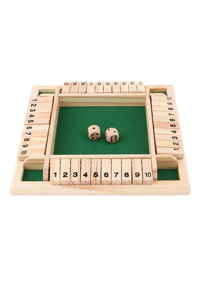 Tlewj Nb200c1 Deluxe Four Sided 10 Numbers Shut The Box Board Game Set Dice Party Club Drinking Games For