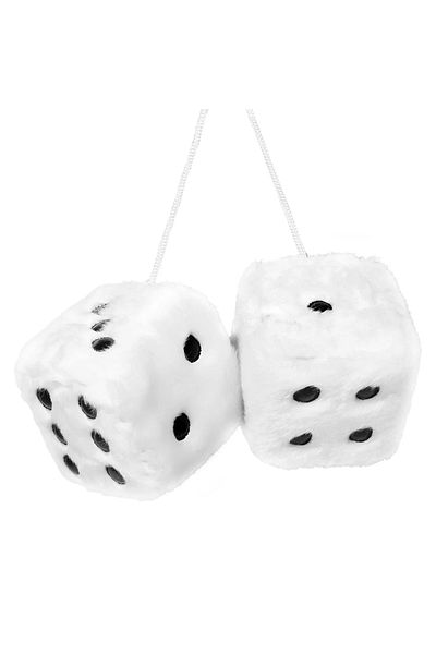 Choice White Fuzzy Dice For Car Mirror Pair Of 2.7” Retro Square Fuzzy Plush Dice With Dots For Hanging Car