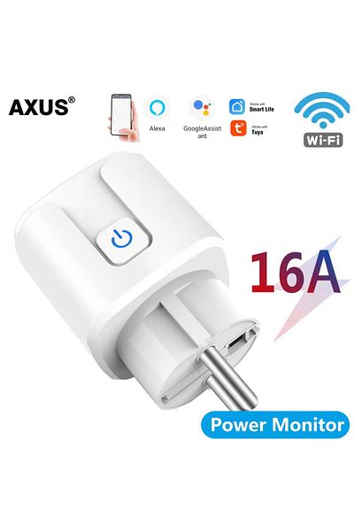 AXUS White Tuya Smart Socket Eu 20a Wifi Smart Plug Voice Control Yandex Alice Alexa Google Home For Tuya