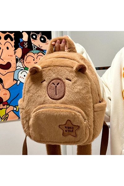 Choice White Plush Capybara Bag Casual Versatile Plush School Bag Large Capacity Backpack School Bag Cute B