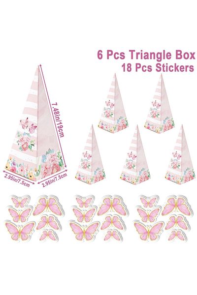Choice 6pcs Butterfly Triangle Candy Boxes Gifts Packing Paper Boxes Birthday Party Decor Girls Wedding ...