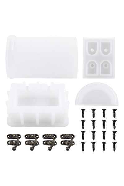 PUSH PRESENT 01 Diy Jewelry Storage Box Crystal Epoxy Resin Mold Treasure Box Dice Storage Box Mirror Silicone Mo
