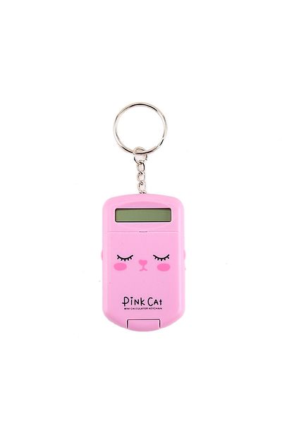 Aibecy Pink Mini Calculator Cute Cartoon With Keychain 8 Digits Display Portable Pocket Size Calculator For