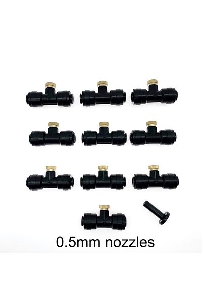 Choice 10Pcs/lot Misting Fog Nozzles with Quick Access Tee Connector Garden Landscaping Irrigation Sprayers