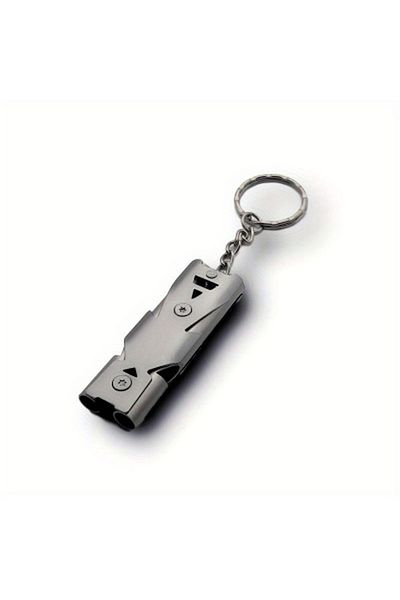 Choice Grey 1pcs Stainless Whistle Double Tube Lifesaving Emergency Sos Keychain Whistle Keyring For Surviv