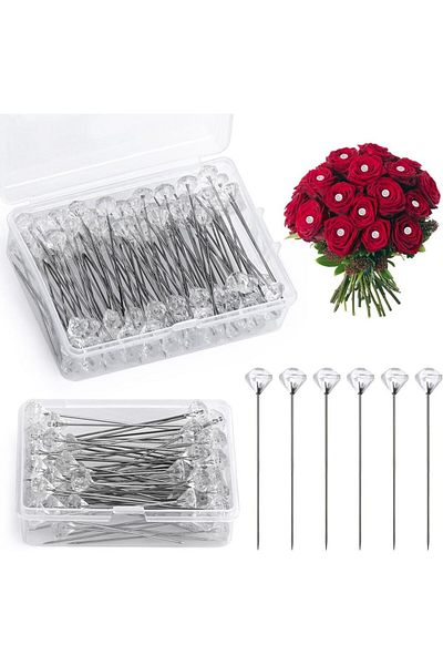 Choice KRABALL 100pcs Diamond Bouquet Corsages Pins Flower Crystal Rhinestones Floral Pins Diamonds Pins...