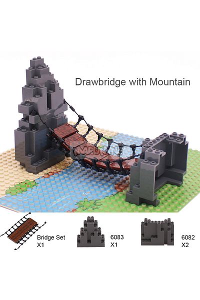 Choice Dark Gray Marmine Moc Blocks Drawbridge Set Mountain Jungle Forest Construction Building Bricks Part