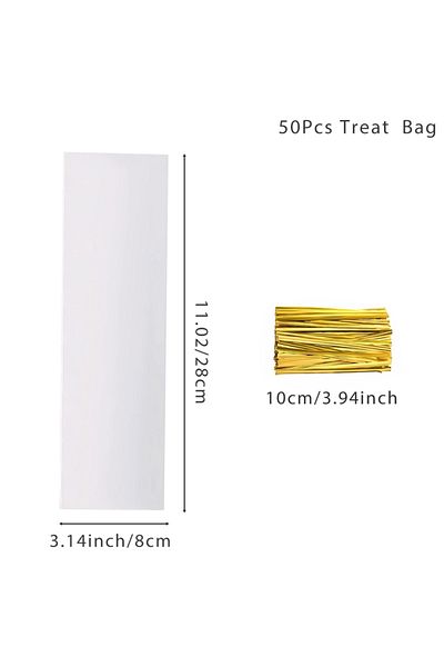 Choice 50pcs H1002-503 Transparent Flat Open Top Candy Bag Opp Plastic Cellophane Bag Lollipop Packing Cook