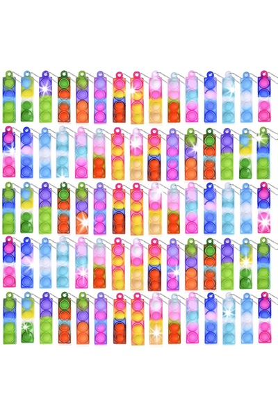 Choice 20 قطعة من سلسلة المفاتيح الصغيرة بألوان عشوائية، 20 قطعة من فقاعات البوب، هدايا الحفلات، ألعاب فيدجيت لتخفيف التوتر، ألعاب حسية