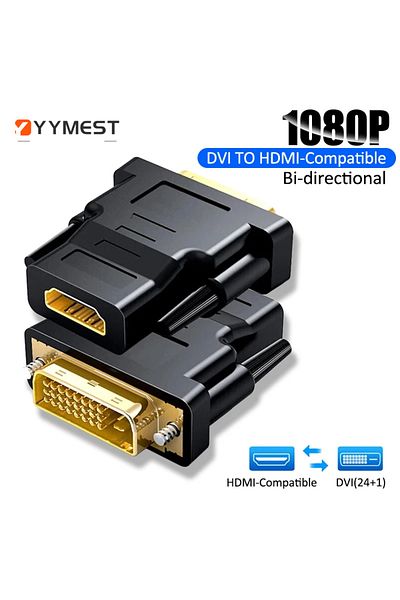 Choice 1080P DVI to HDMI-Compatible Cable Adapter DVI Male to Female Bi-directional Connector Converter ...