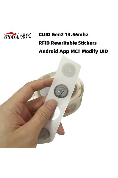 Choice 5pcs WetCUID 5YOA CUID changeable 13.56mhz S50 1K RFID Sticker Wet Inlay NFC tag Sector 0 Block 0 UI