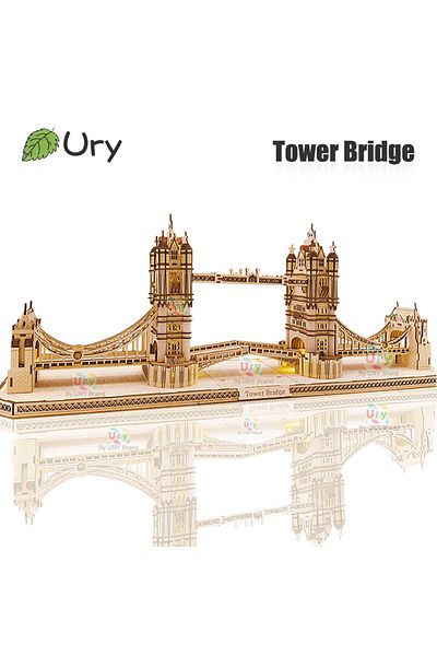 Choice W0214p With Box Ury 3d Wooden Puzzle England London Tower Bridge With Light Led Retro Assembly Souve