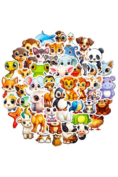 Choice Animal 50pcs A 50pcs Cute Animal Stickers With Big Eyes Waterproof Vinyl Decals Diy Laptops Water Bo