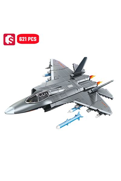 Choice No Box 621pcs Sembo J-35 Carrier Based Fighter Jet Assemblage Building Blocks Moc Military Series Ai
