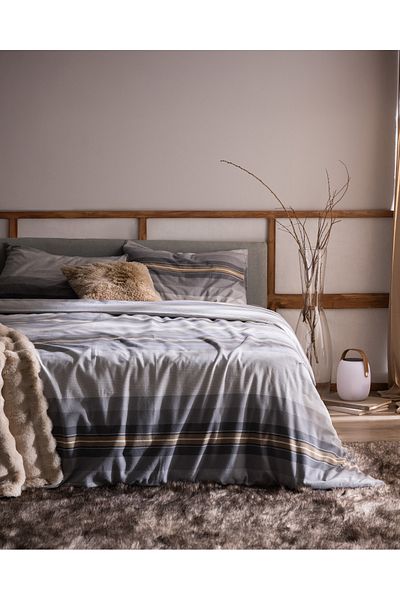 Madame Coco Destry King Size 100% Cotton Flannel Bedding Set - Gray