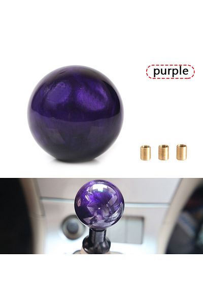 mrhello Purple New Racing Marble Style Round Ball Gear Shift Knob With 3 Adapters For Most Cars Interior Acc