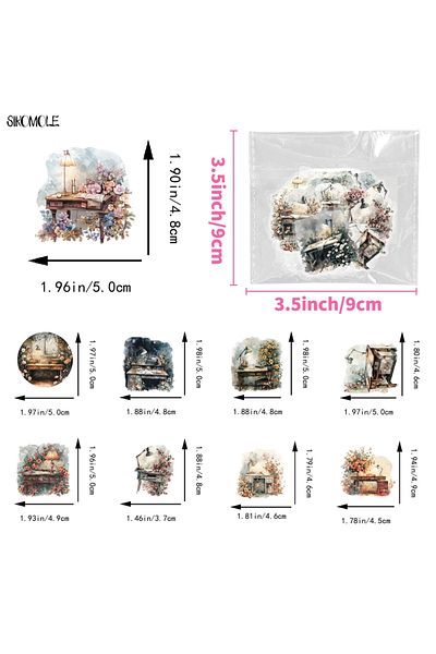 Choice 50pcs-t01042198 50pcs Dreamy Retro Flower Room Laser Pet Sticker Classical Desk Lamp Transparent Diy