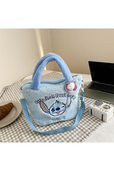 Choice Blue Hello Kitty Miniso Disney Sanrio Tote Bag Cute Cartoon Stitch Strawberry Bear Creative Peripher