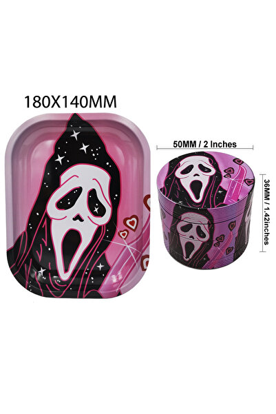 Choice Ghost Set 2 Pieces Mushroom Rolling Tray 180X140MM Herb Grinder Set Gh...