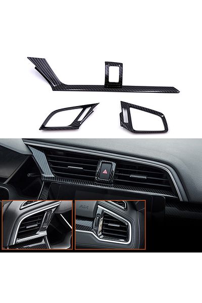 Choice 3Pcs LHD Car Dashboard Air Vent Cover Trim For Honda Civic 10th 2016 2017-2020 2021 Carbon Fiber ...